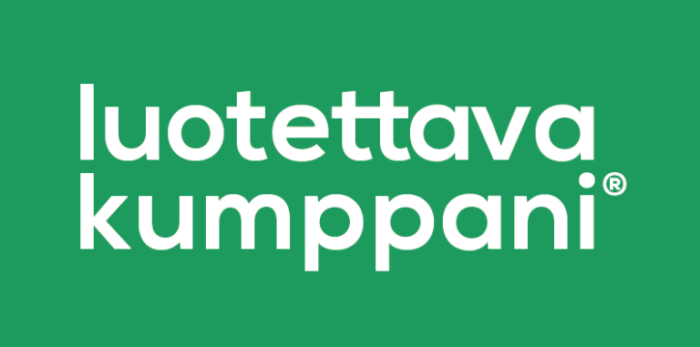 Kuvassa on vihreä tausta ja valkoisella tekstillä: luotettava kumppani.